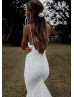 Spaghetti Straps Ivory Lace Open Back Classic Wedding Dress